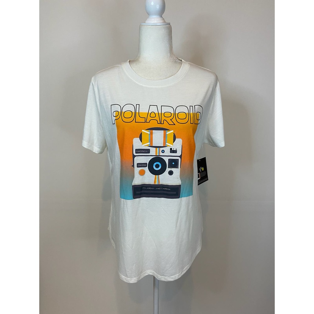 NWT Polaroid size XL woman white graphic tee 0830